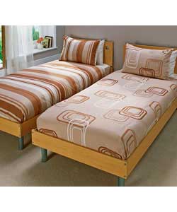 Retro Square King Size Duvet Cover Set - Natural