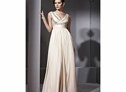 Retro V-neck Sleeveless Tencel Wedding Dresses -