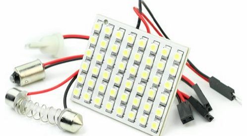 RHX White Car Interior Light Panel 48 LED SMD 12V   3 Adapters 3528SMD LEDs