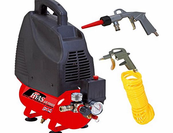 Rhyas 6L Litre Air Compressor Compact Lightweight OilLess Oil Less 116PSI  FREE Kit