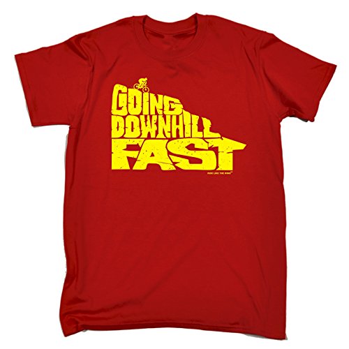 GOING DOWNHILL FAST (L - RED) NEW PREMIUM LOOSE FIT BAGGY T-SHIRT - slogan funny clothing joke novelty vintage retro t shirt top mens ladies womens girl boy men women tshirt tees tee t-shirts shirts f