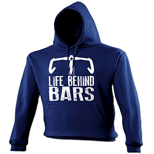 LIFE BEHIND BARS - CYCLING - RIDE LIKE THE WIND (M - NAVY) NEW PREMIUM HOODIE - slogan funny clothing joke novelty vintage retro top mens ladies girl boy sweatshirt men women hoody hoodies fashion urb