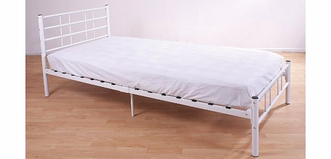 Right Deals UK Morgan Metal Bedstead 3ft Single White Powder Coated Frame