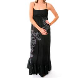 Ladies Wild Flower Maxi Dress - Solid Blk