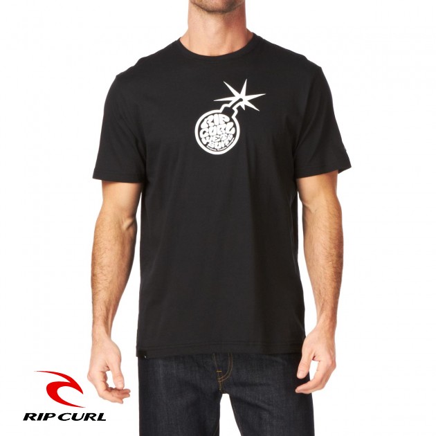 Mens Rip Curl Bomb SS T-Shirt - Black