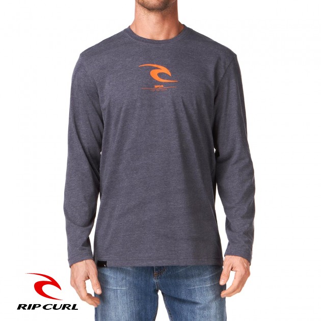 Mens Rip Curl Icon Long Sleeve T-Shirt - Navy