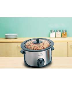 Rival 6.5L Chrome Crock Pot Slow Cooker