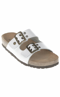 flat double band mules (white)