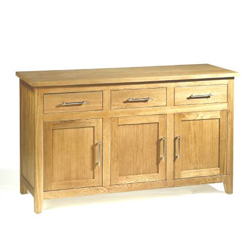 Riverwell Fine Oak Range Sideboard in Dorset Light Oak (Chrome Handles)