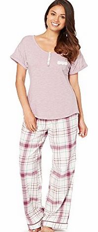 RJR.John Rocha  Designer Light Purple Checked Pyjama Bottoms And Top Set 20