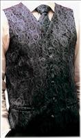 Grey Woven Rose Silk Waistcoat by