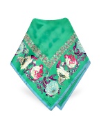 Roberto Cavalli Antique Floral Print Signature Square Silk Scarf