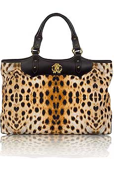 Roberto Cavalli Canvas leopard shopper