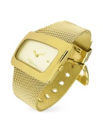 Curvo - Ladies Gold Plated Mesh Bracelet