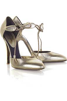 Gold tassel pumps