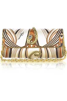 Roberto Cavalli Satin serpent clutch