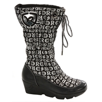 Black Platform Printed Boot