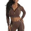 RocaWear Womens Gold Piped Hoody (Brown)