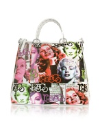 Roccobarocco Divas - Multicolor Print Large Zip Tote Bag