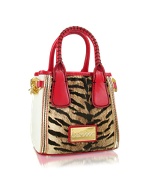 Roccobarocco Push - Zebra Pattern White and Red Mini Bag