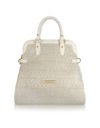 Roccobarocco Wording - All Over Signature Canvas Top Handle Bag