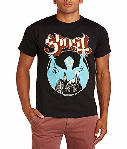 Mens Ghost Opus Regular Fit Round Collar Short Sleeve T-Shirt, Black, X-Large