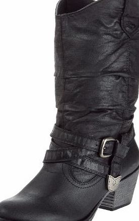 Rocket Dog Womens Sidestep Black Rider Fabric Mid-Calf Western Boot 5 UK