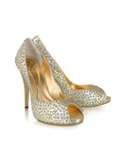 Swarovksi Crystal Platinum Leather Evening Pump