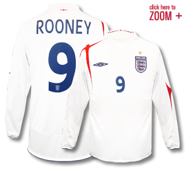 Umbro England L/S home (Rooney 9) 05/07