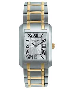 Gents Rectangular Dial Two Tone Bracelet Watch