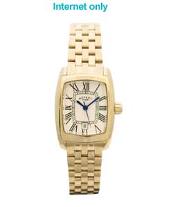 Ladies Rectangular Dial Gold Bracelet Watch