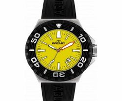 Rotary Mens Aquaspeed Yellow Dial Black Rubber