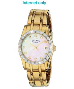 Rocks Ladies Round Dial Gold Bracelet Watch