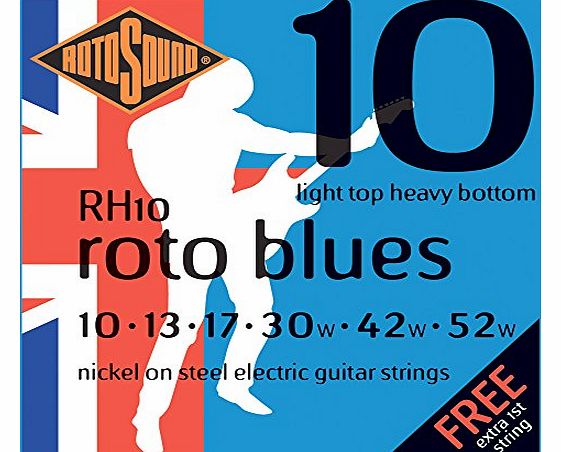 Rotosound Nickel Light Top/Heavy Bottom Gauge Electric Guitar Strings (10 13 17 30 42 52)