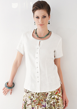 Austrian Round Neck Linen Blouse