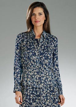 Blue/Cream Printed Blouse