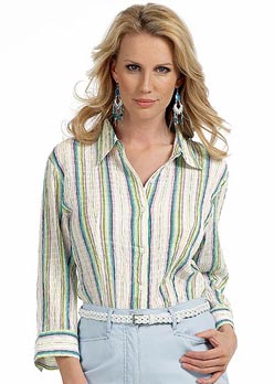 Rowlands Multi Stripe Crinkle Blouse