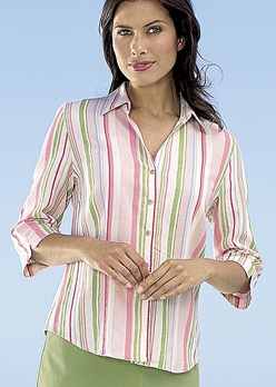 STRIPED LINEN MIX BLOUSE