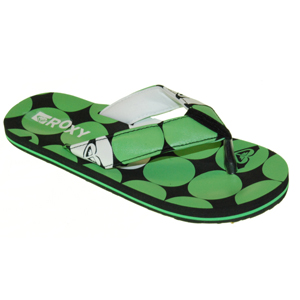 Ladies Roxy Polka Flip Flops. Green