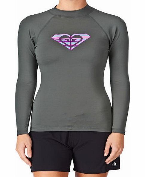 Roxy Womens Roxy Line Up Long Sleeve Rash Vest - Grey