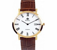 Royal London Mens Classic Brown and Gold Watch