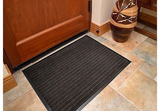 RUGS 4 HOME MEDIUM BROWN /BLACK NON SLIP DOOR MAT RUBBER BACKED RUNNER BARRIER MATS RUG PVC EDGED KITCHEN MAT(60 X 80 CM)