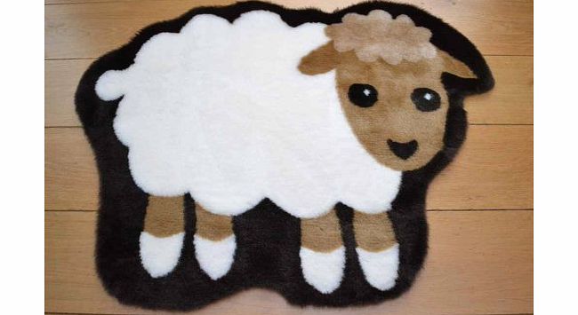 Rugs Supermarket Sheep Non Slip Machine Washable Sheepskin Style Kids Rug. Size 68cm x 88cm