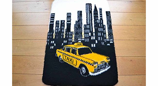 Rugs Supermarket Yellow Taxi Non Slip Machine Washable Sheepskin Style Kids Rug. Size 70cm x 100cm