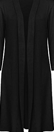 Runway Splash NEW LADIES LONG LACE OPEN CARDIGAN WOMEN CELEB KIMONO CARDI FULL MAXI SHRUG TOP[Black ,M]