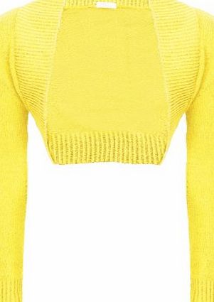 Runway Splash WOMENS LADIES KNITTED CROCHET BOLERO SHRUGS CARDIGAN LONG SLEEVES TOP SIZE 6-12[Yellow,UK 10-12]