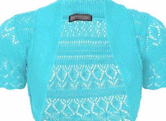 Runway Splash WOMENS LADIES KNITTED CROCHET BOLERO SHRUGS CARDIGAN SHORT SLEEVES TOP SIZE 8-18[Yellow,L/XL (UK 16-18) (EU 44-46) (US 12-14)]