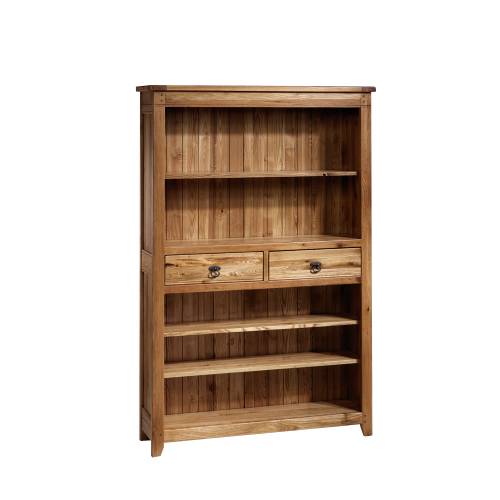 Rustic Oak Bookcase Wide