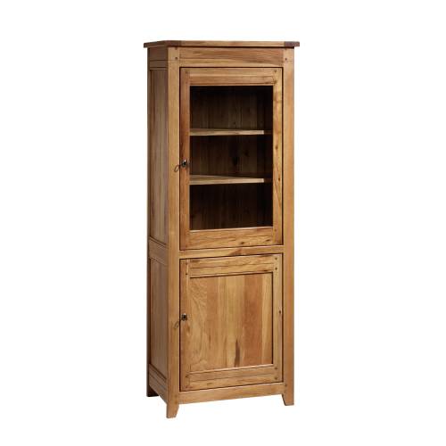 Rustic Oak Glass Display Cabinet