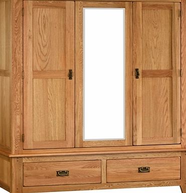 Rustic Oak Triple Wardrobe with Mirror 608.039